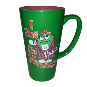 2005 M&M "I Don't Do Mornings" Lazy Green Tall Ceramic Mug